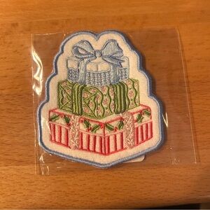 Stoney Clover Lane Stacked Presents Embroidered Patch - White, Green, Red